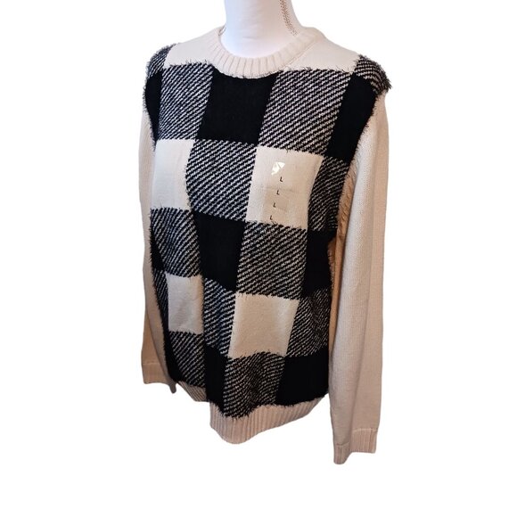 NEW Weatherproof Vintage Buffalo Check Crew Neck Sweater in Whitecap Size L - Picture 6 of 13